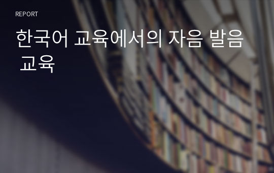 한국어 교육에서의 자음 발음 교육