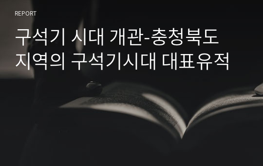 구석기 시대 개관-충청북도 지역의 구석기시대 대표유적