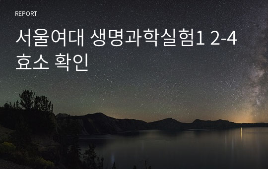 서울여대 생명과학실험1 2-4 효소 확인