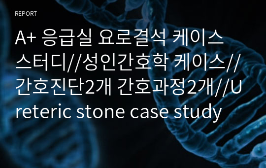 A+ 응급실 요로결석 케이스 스터디//성인간호학 케이스//간호진단2개 간호과정2개//Ureteric stone case study