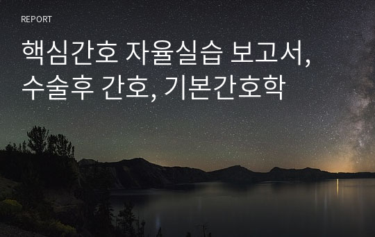 핵심간호 자율실습 보고서, 수술후 간호, 기본간호학