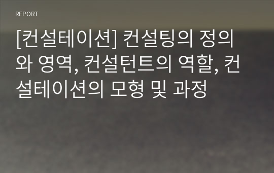 [컨설테이션] 컨설팅의 정의와 영역, 컨설턴트의 역할, 컨설테이션의 모형 및 과정