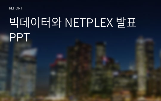 빅데이터와 NETPLEX 발표 PPT