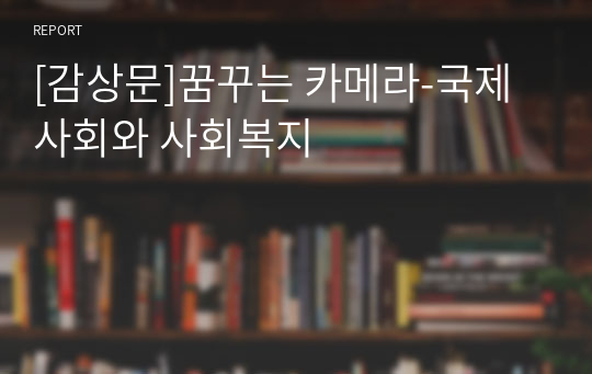 [감상문]꿈꾸는 카메라-국제사회와 사회복지