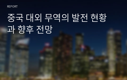 중국 대외 무역의 발전 현황과 향후 전망