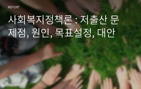 사회복지정책론 : 저출산 문제점, 원인, 목표설정, 대안