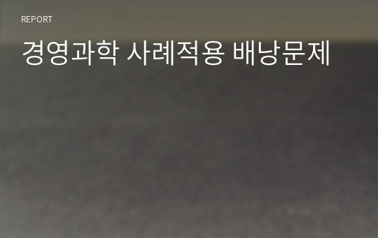 경영과학 사례적용 배낭문제