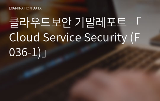 클라우드보안 기말레포트 「Cloud Service Security (F036-1)」 