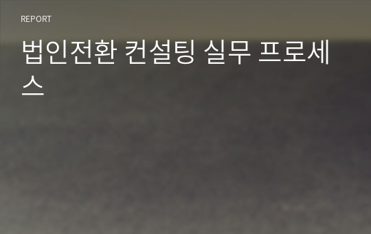 법인전환 컨설팅 실무 프로세스