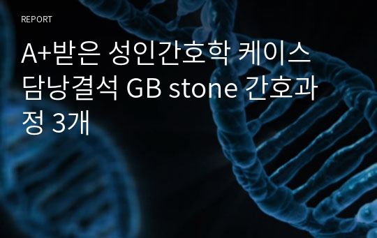 A+받은 성인간호학 케이스 담낭결석 GB stone 간호과정 3개