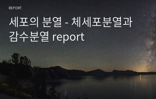 세포의 분열 - 체세포분열과 감수분열 report