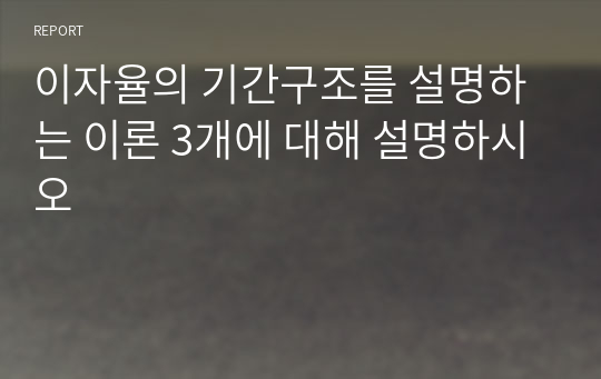 이자율의 기간구조를 설명하는 이론 3개에 대해 설명하시오