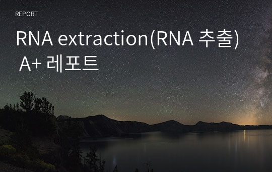 RNA extraction(RNA 추출) A+ 레포트