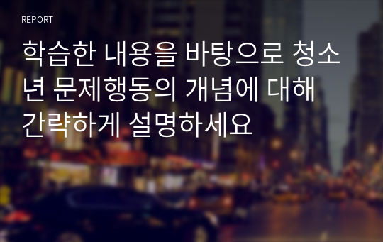 학습한 내용을 바탕으로 청소년 문제행동의 개념에 대해 간략하게 설명하세요