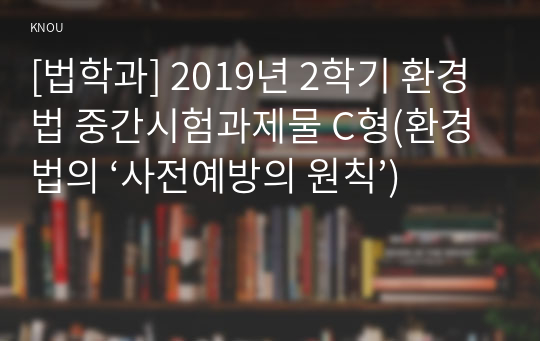 [법학과] 2019년 2학기 환경법 중간시험과제물 C형(환경법의 ‘사전예방의 원칙’)