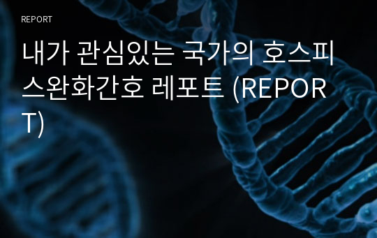 내가 관심있는 국가의 호스피스완화간호 레포트 (REPORT) (A+)