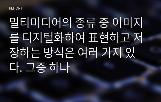 멀티미디어의 종류 중 이미지를 디지털화하여 표현하고 저장하는 방식은 여러 가지 있다. 그중 하나