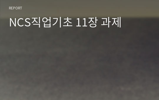 NCS직업기초 11장 과제