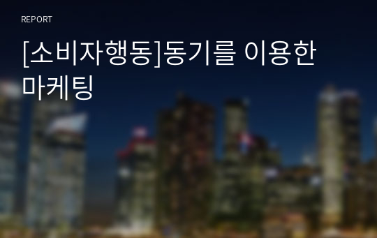 [소비자행동]동기를 이용한 마케팅