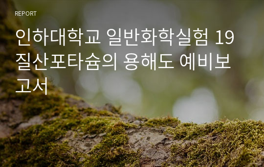 인하대학교 일반화학실험 19 질산포타슘의 용해도 예비보고서