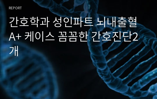 간호학과 성인파트 뇌내출혈 A+ 케이스 꼼꼼한 간호진단2개