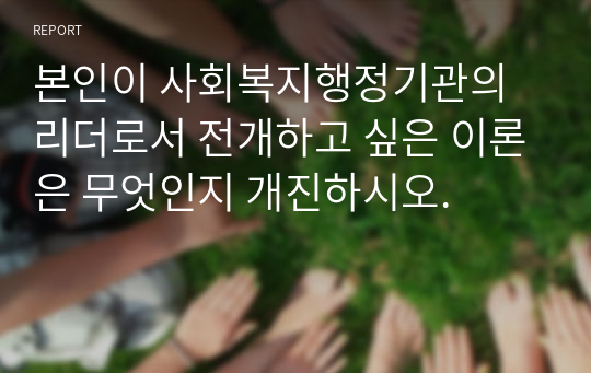 본인이 사회복지행정기관의 리더로서 전개하고 싶은 이론은 무엇인지 개진하시오.