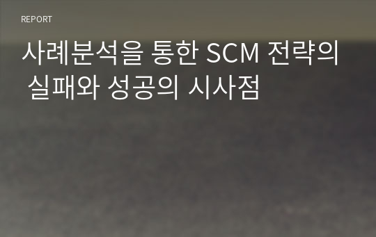 사례분석을 통한 SCM 전략의 실패와 성공의 시사점