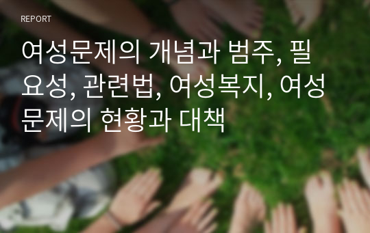 여성문제의 개념과 범주, 필요성, 관련법, 여성복지, 여성문제의 현황과 대책