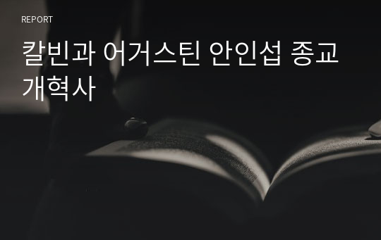 칼빈과 어거스틴 안인섭 종교개혁사