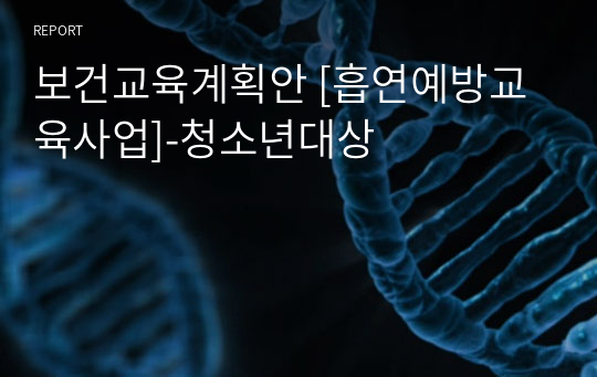 보건교육계획안 [흡연예방교육사업]-청소년대상