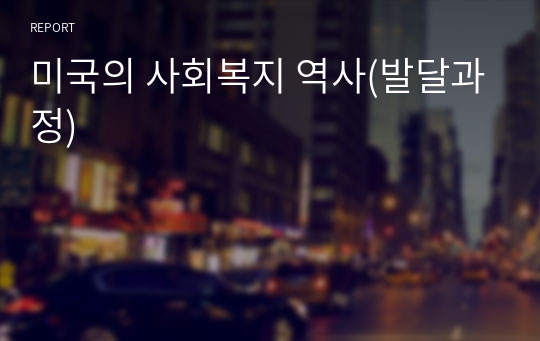 미국의 사회복지 역사(발달과정)