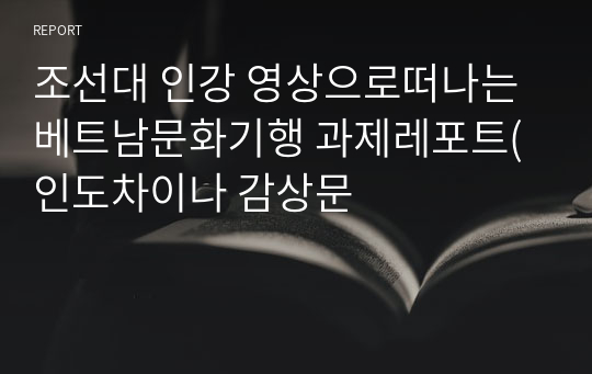 조선대 인강 영상으로떠나는베트남문화기행 과제레포트(인도차이나 감상문