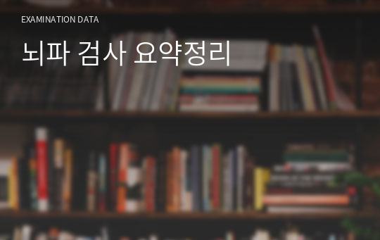 뇌파 검사 요약정리