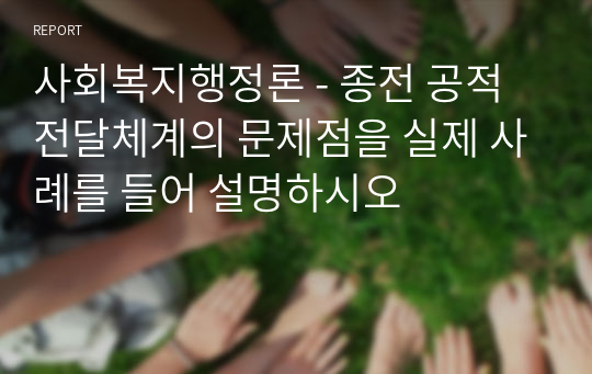 사회복지행정론 - 종전 공적전달체계의 문제점을 실제 사례를 들어 설명하시오