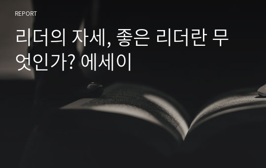 리더의 자세, 좋은 리더란 무엇인가? 에세이