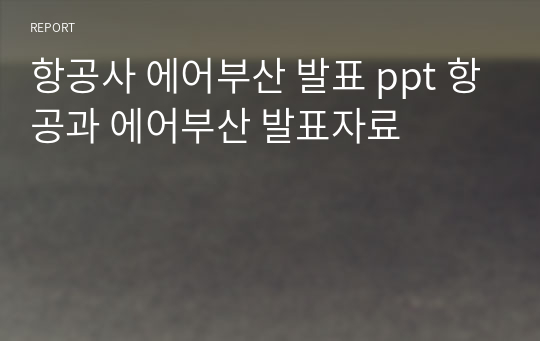 항공사 에어부산 발표 ppt 항공과 에어부산 발표자료