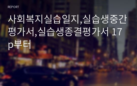 사회복지실습일지,실습생중간평가서,실습생종결평가서 17p부터