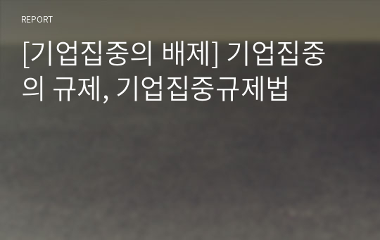 [기업집중의 배제] 기업집중의 규제, 기업집중규제법