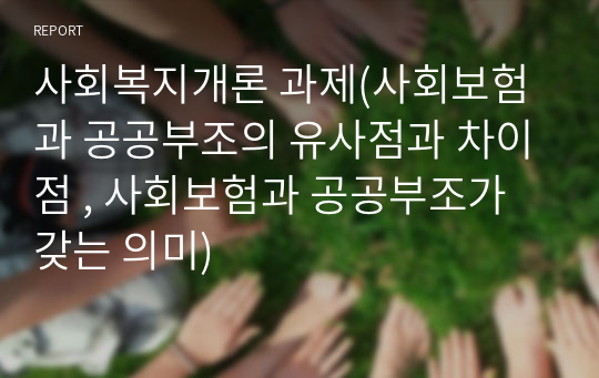 사회복지개론 과제(사회보험과 공공부조의 유사점과 차이점 , 사회보험과 공공부조가 갖는 의미)