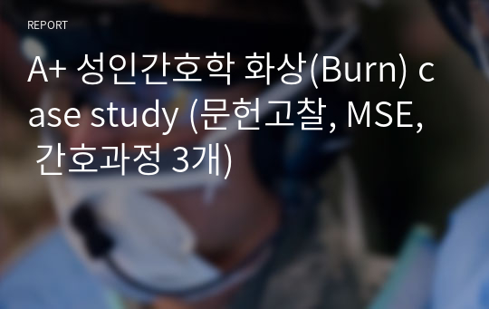 A+ 성인간호학 화상(Burn) case study (문헌고찰, MSE, 간호과정 3개)