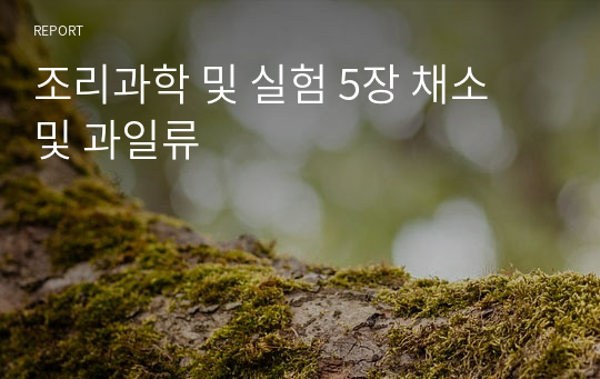 조리과학 및 실험 5장 채소 및 과일류