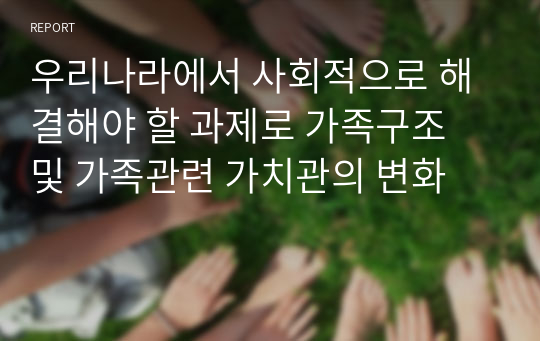 우리나라에서 사회적으로 해결해야 할 과제로 가족구조 및 가족관련 가치관의 변화