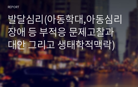 발달심리(아동학대,아동심리장애 등 부적응 문제고찰과 대안 그리고 생태학적맥락)