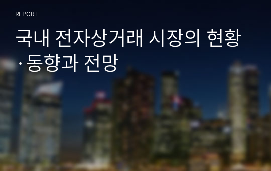 국내 전자상거래 시장의 현황·동향과 전망