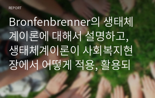 Bronfenbrenner의 생태체계이론에 대해서 설명하고, 생태체계이론이 사회복지현장에서 어떻게 적용, 활용되는지 예를 들어서 설명하고 생태체계이론의 사회복지적 함의를 기술하시오