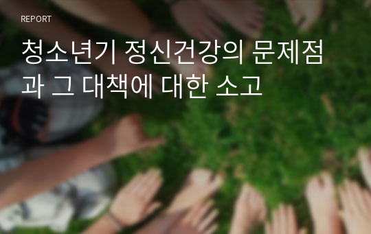 청소년기 정신건강의 문제점과 그 대책에 대한 소고