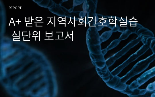 A+ 받은 지역사회간호학실습 실단위 보고서