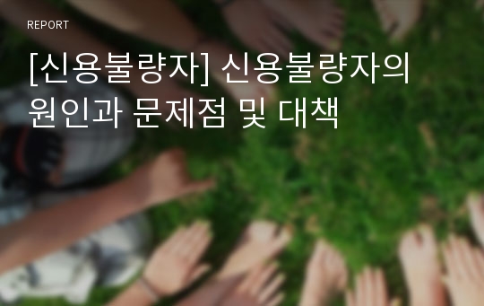 [신용불량자] 신용불량자의 원인과 문제점 및 대책