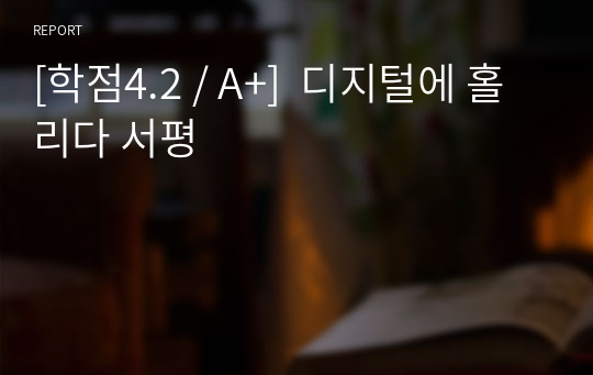 [학점4.2 / A+]  디지털에 홀리다 서평