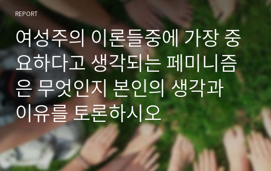 여성주의 이론들중에 가장 중요하다고 생각되는 페미니즘은 무엇인지 본인의 생각과 이유를 토론하시오